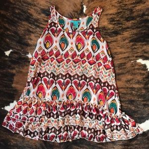 Western teal and red ruffle tank top